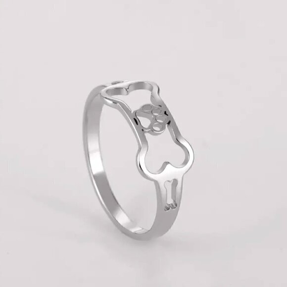 Dog Bone and Paw Print Ring with Open Design #1246 - Picture 10 of 14